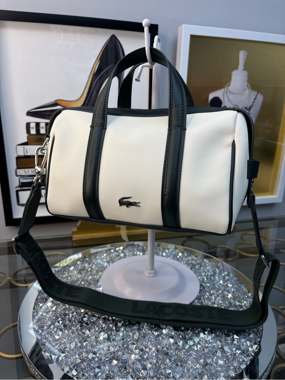 Lacoste Small Nilly Piqué Contrast Boston Bag NWOT
